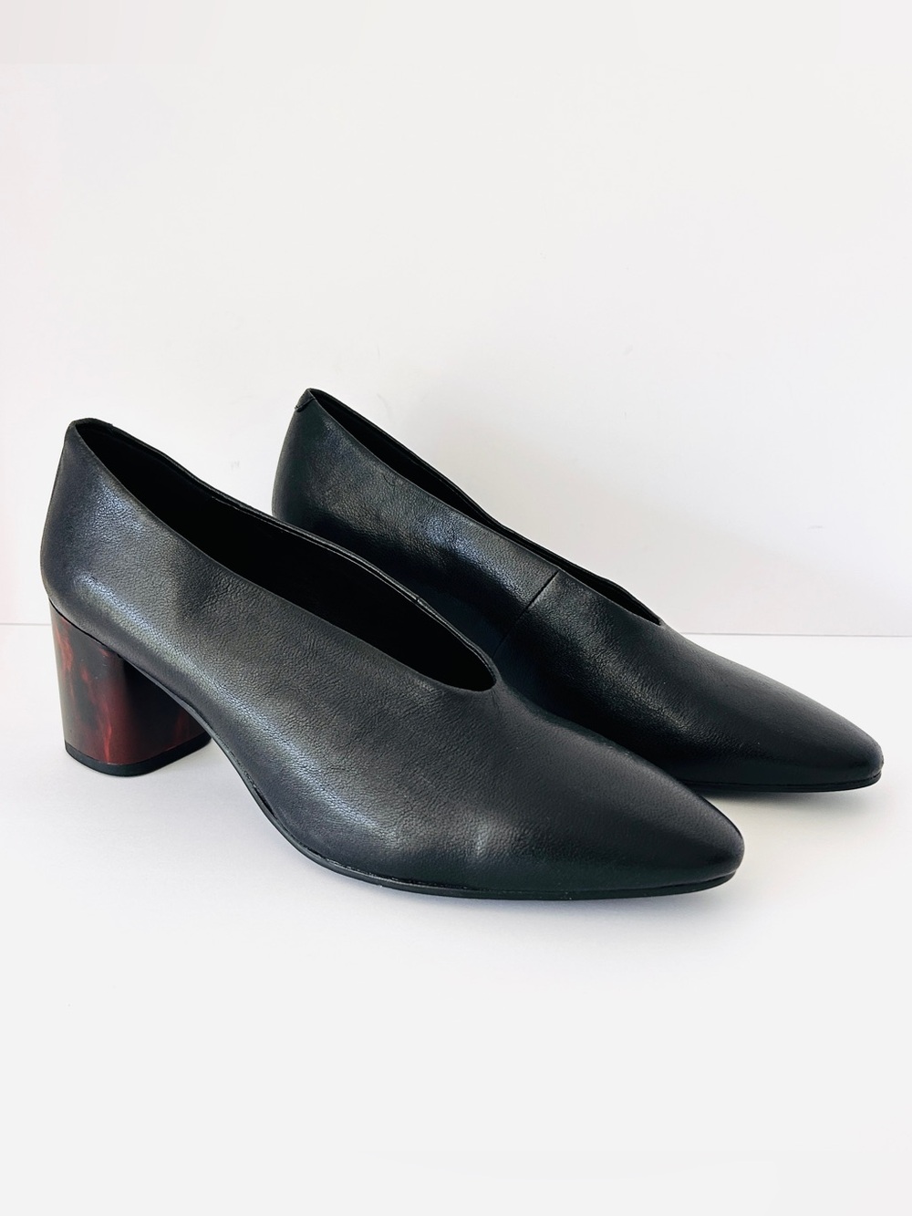 Vagabond Eve Tortoiseshell Heels Black Pumps Leather High Vamp EU40 Size US 10